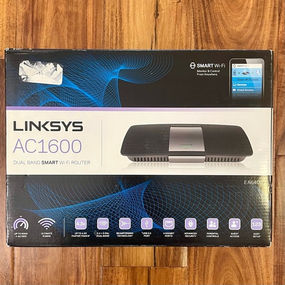 Linksys EA6400 AC1600 Dual-Band Smart Wi-Fi Router - Black. - Picture 1 of 11